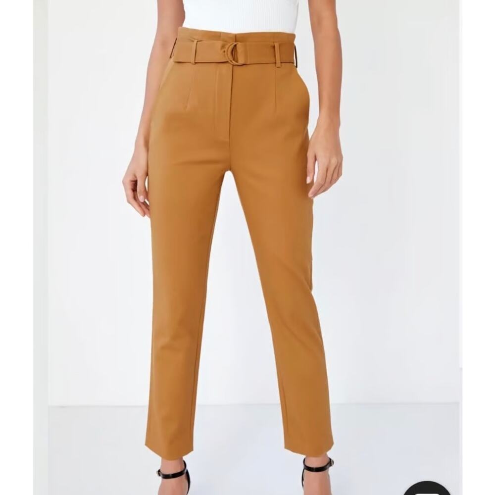 Babaton Zayden Belted  Pant Trouser Straight Leg Ankle Womens Sz 4